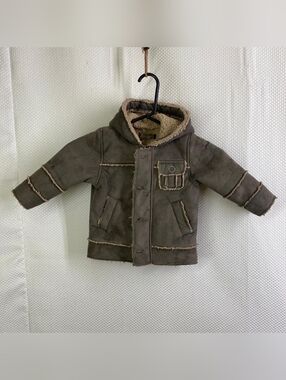 Jean Bourget Toddler Faux Shearling Coat - Beige Brown